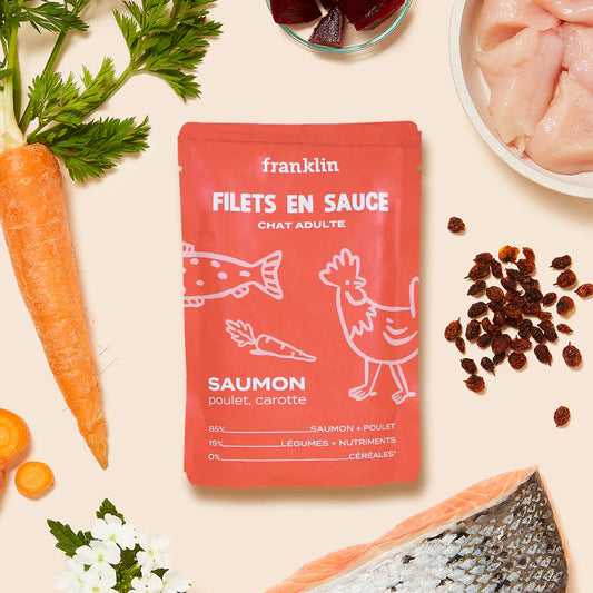 Filet saumon poulet carotte