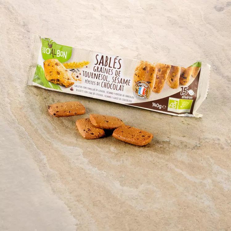 Sablés tournesol, sésame et pépites de chocolat Bio