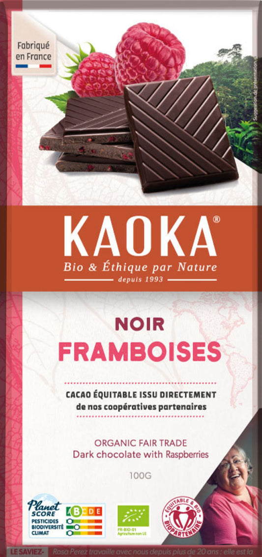 Chocolat noir éclats de framboises