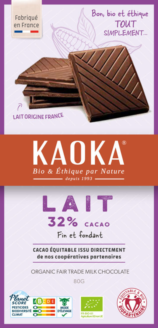 Tablette de chocolat au lait 32%