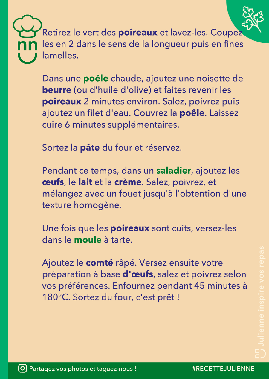 Quiche comté poireau
